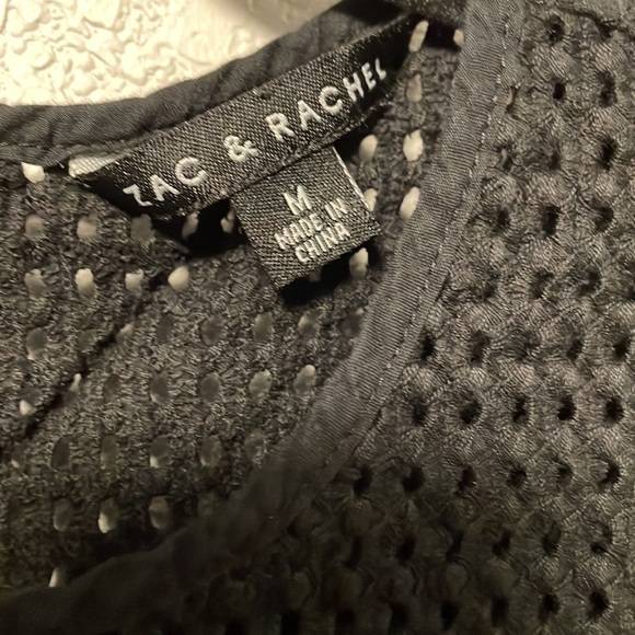 Zac & Rachel black mesh zipper tank sleeveless blouse Sz M ☀️💋 - Picture 2 of 5